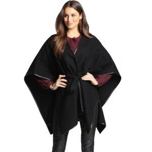 Ann Taylor Sweater O/S S M L XL Large Black Wool Cape Sleeve Poncho